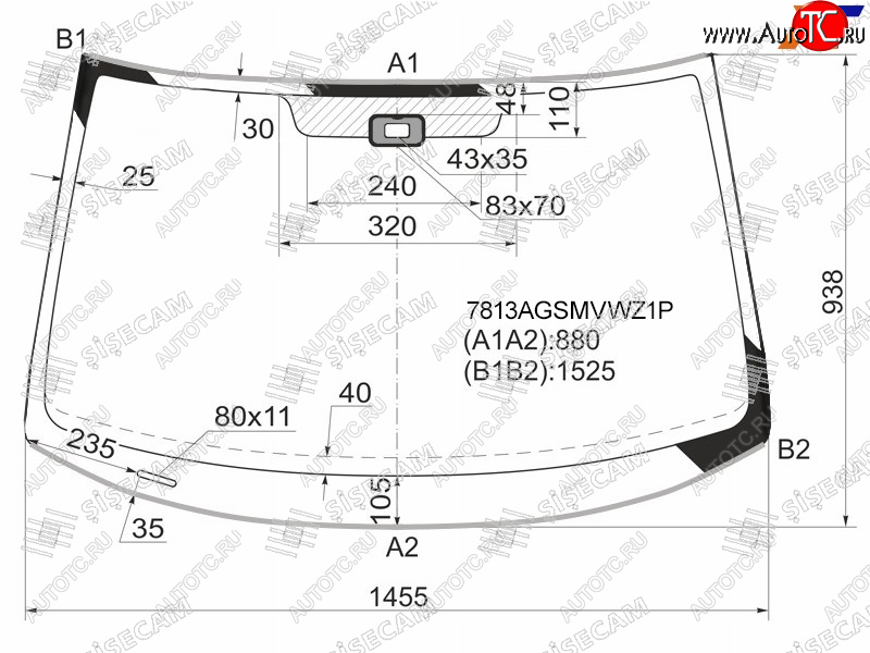 8 649 р. Стекло лобовое + дд SKODA YETI 09-15 SISECAM 7813AGSMVWZ1P, 7813agsmvwz1p SISECAM 7813AGSMVWZ1P  с доставкой в г. Кемерово