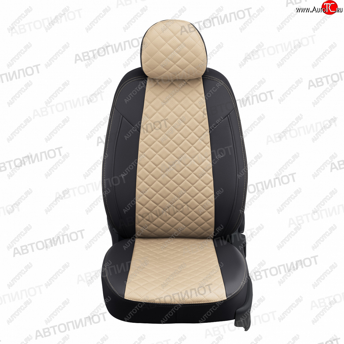 13 399 р. Чехлы сидений (экокожа, S-Line) Автопилот Ромб  Audi Q5  8R (2008-2017) дорестайлинг, рестайлинг (черный/бежевый)  с доставкой в г. Кемерово