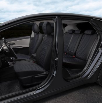 13 399 р. Чехлы сидений (экокожа, S-Line) Автопилот Ромб  Audi Q5  8R (2008-2017) дорестайлинг, рестайлинг (черный/синяя строчка)  с доставкой в г. Кемерово. Увеличить фотографию 8
