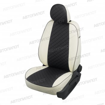Чехлый сидений (экокожа) Автопилот Ромб BMW 1 серия  E87 (2004-2011) хэтчбэк 5 дв. дорестайлинг, хэтчбэк 5 дв. рестайлинг (белый/черный)