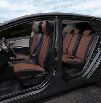 13 649 р. Чехлы сидений (экокожа, 40/60, спорт-сиденья) Автопилот BMW 3 серия E90 седан дорестайлинг (2004-2008) (черный/темно-коричневый)  с доставкой в г. Кемерово. Увеличить фотографию 7