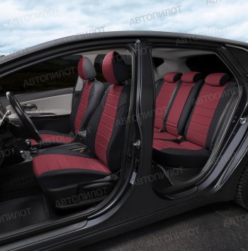 12 799 р. Чехлы сидений (экокожа, сплошн.) Автопилот  BMW 5 серия  E60 (2003-2010) седан дорестайлинг, седан рестайлинг (черный/бордовый)  с доставкой в г. Кемерово. Увеличить фотографию 7