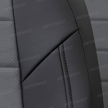 8 399 р. Чехлы сидений (экокожа) Автопилот Chevrolet Aveo T300 хэтчбек (2011-2015) (черный/серый)  с доставкой в г. Кемерово. Увеличить фотографию 5