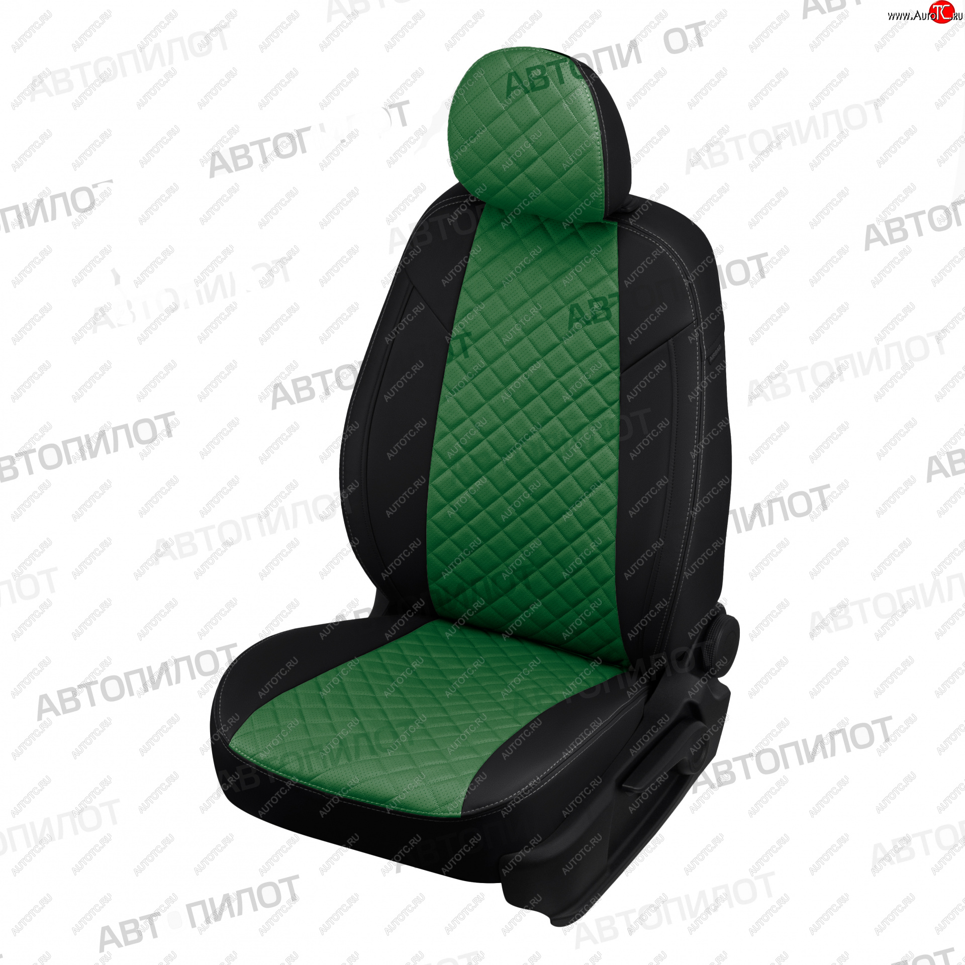 10 249 р. Чехлы сидений (экокожа) Автопилот Ромб CITROEN C4 B7 хэтчбэк 5 дв. (2011-2018) (черный/зеленый)  с доставкой в г. Кемерово