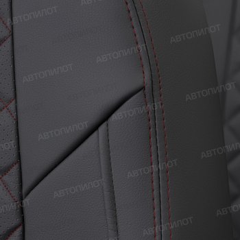 8 249 р. Чехлы сидений (экокожа, горбы) Автопилот Ромб  Daewoo Nexia  дорестайлинг (1995-2008) (черный/красная строчка)  с доставкой в г. Кемерово. Увеличить фотографию 5