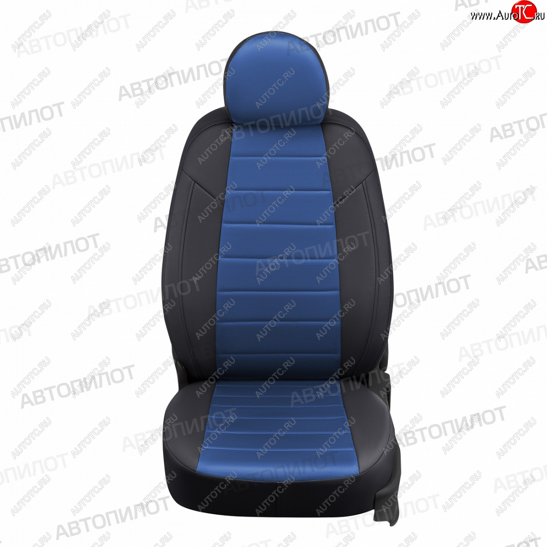 12 799 р. Чехлы сидений (экокожа/алькантара, с подголовниками) Автопилот  Daewoo Nexia  рестайлинг (2008-2015) (черный/синий)  с доставкой в г. Кемерово