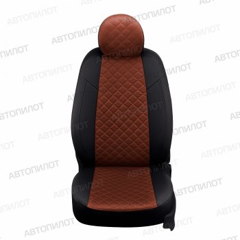 16 499 р. Чехлы сидений (экокожа/алькантара, 8 м) Автопилот Ромб Fiat Scudo (2007-2016) (черный/темно-коричневый)  с доставкой в г. Кемерово. Увеличить фотографию 2