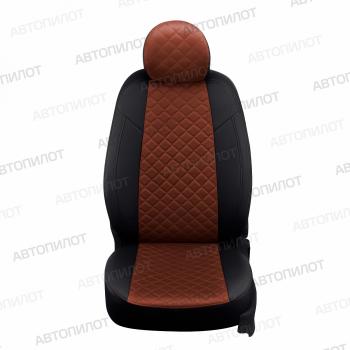 6 199 р. Чехлы на сиденья Алькантара ромб (2 места экокожа) Автопилот Ford Tourneo 3 (2003-2013) (черный/темно-коричневый)  с доставкой в г. Кемерово. Увеличить фотографию 3