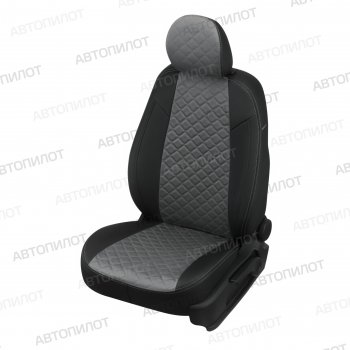  Чехлы сидений (9 мест, экокожа/алькантара) Автопилот Ромб Ford Transit (2006-2014) цельнометаллический фургон (черный/серый)