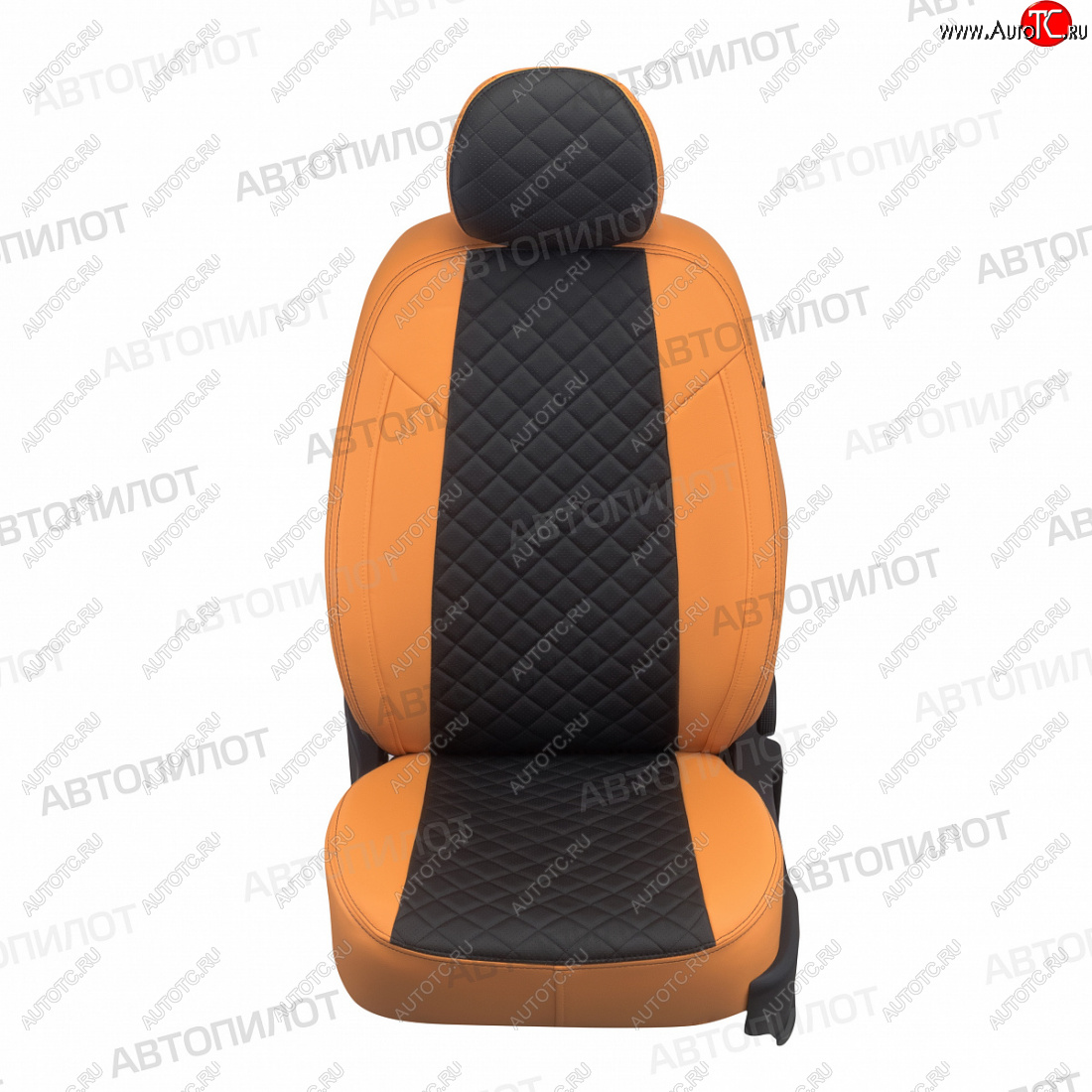 13 399 р. Чехлы сидений (экокожа, сплош.) Автопилот Ромб  Honda Civic  ES (2000-2006) седан дорестайлинг, седан рестайлинг (оранж/черный)  с доставкой в г. Кемерово