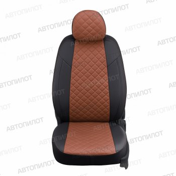 14 249 р.  Чехлы сидений (экокожа) Автопилот Ромб  Honda Civic  FB (2011-2016) седан (черный/коричневый)  с доставкой в г. Кемерово. Увеличить фотографию 3