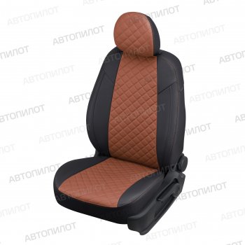  Чехлы сидений (экокожа) Автопилот Ромб Honda Civic  FB (2011-2016) седан (черный/коричневый)