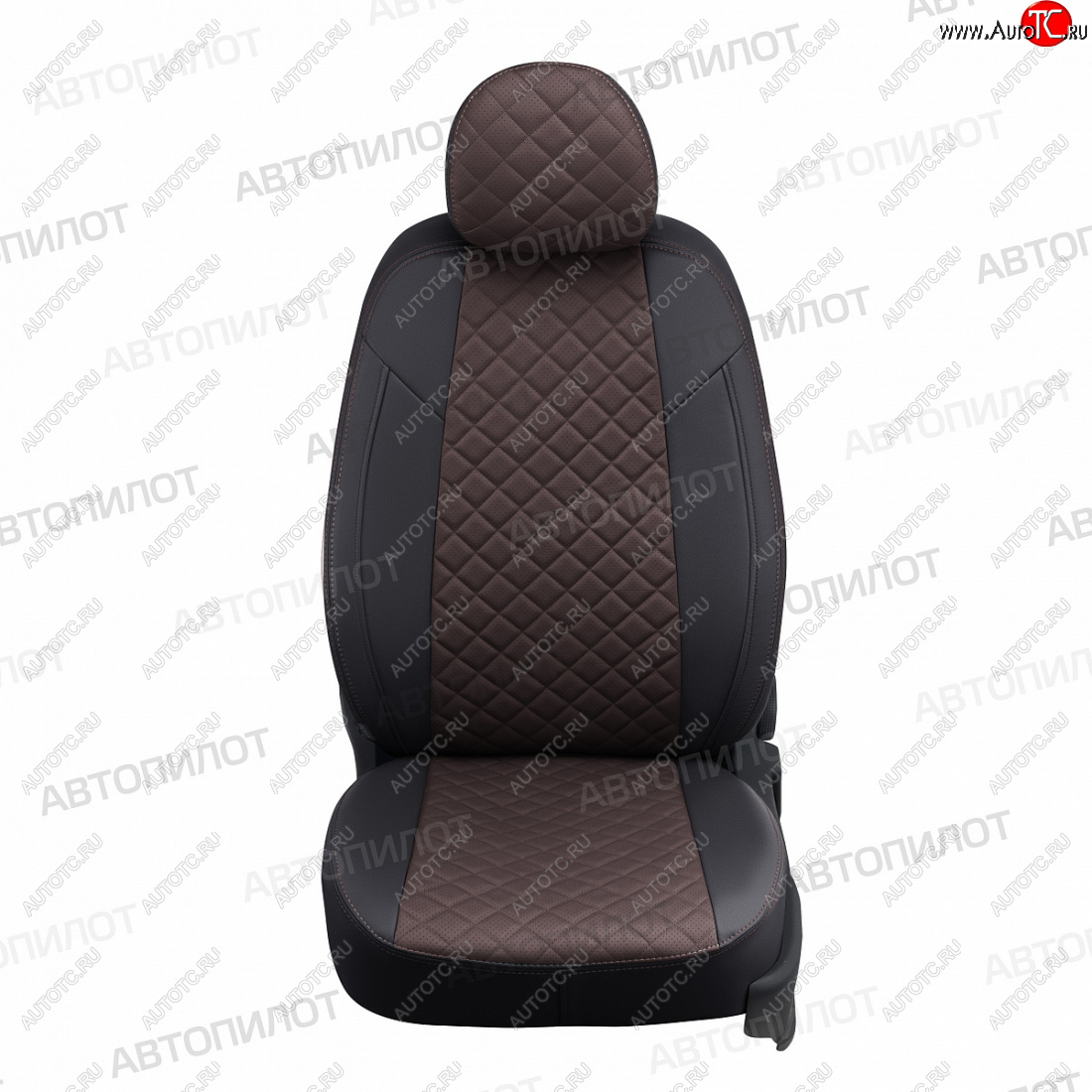 8 749 р. Чехлы сидений (экокожа, 40/60) Автопилот Ромб KIA Rio 3 QB дорестайлинг седан (2011-2015) (черный/шоколад)  с доставкой в г. Кемерово