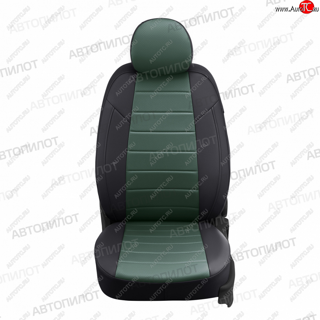 12 799 р. Чехлы сидений (экокожа, GT Line) Автопилот  KIA Cerato  4 BD (2018-2025) дорестайлинг седан, рестайлинг седан (черный/зеленый)  с доставкой в г. Кемерово