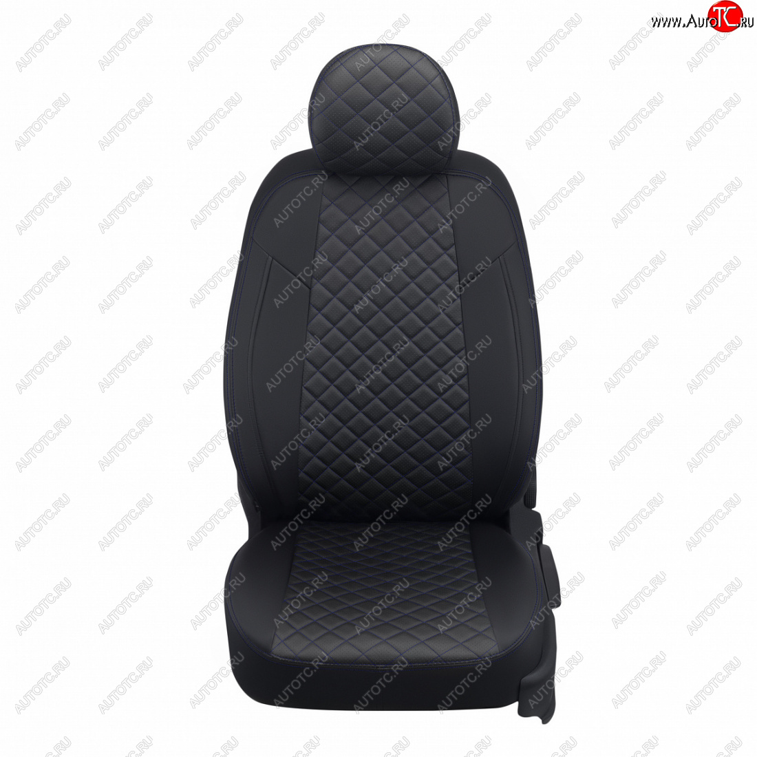 13 399 р. Чехлы сидений (экокожа, GT Line) Автопилот Ромб  KIA Cerato  4 BD (2018-2025) дорестайлинг седан, рестайлинг седан (черный/синяя строчка)  с доставкой в г. Кемерово