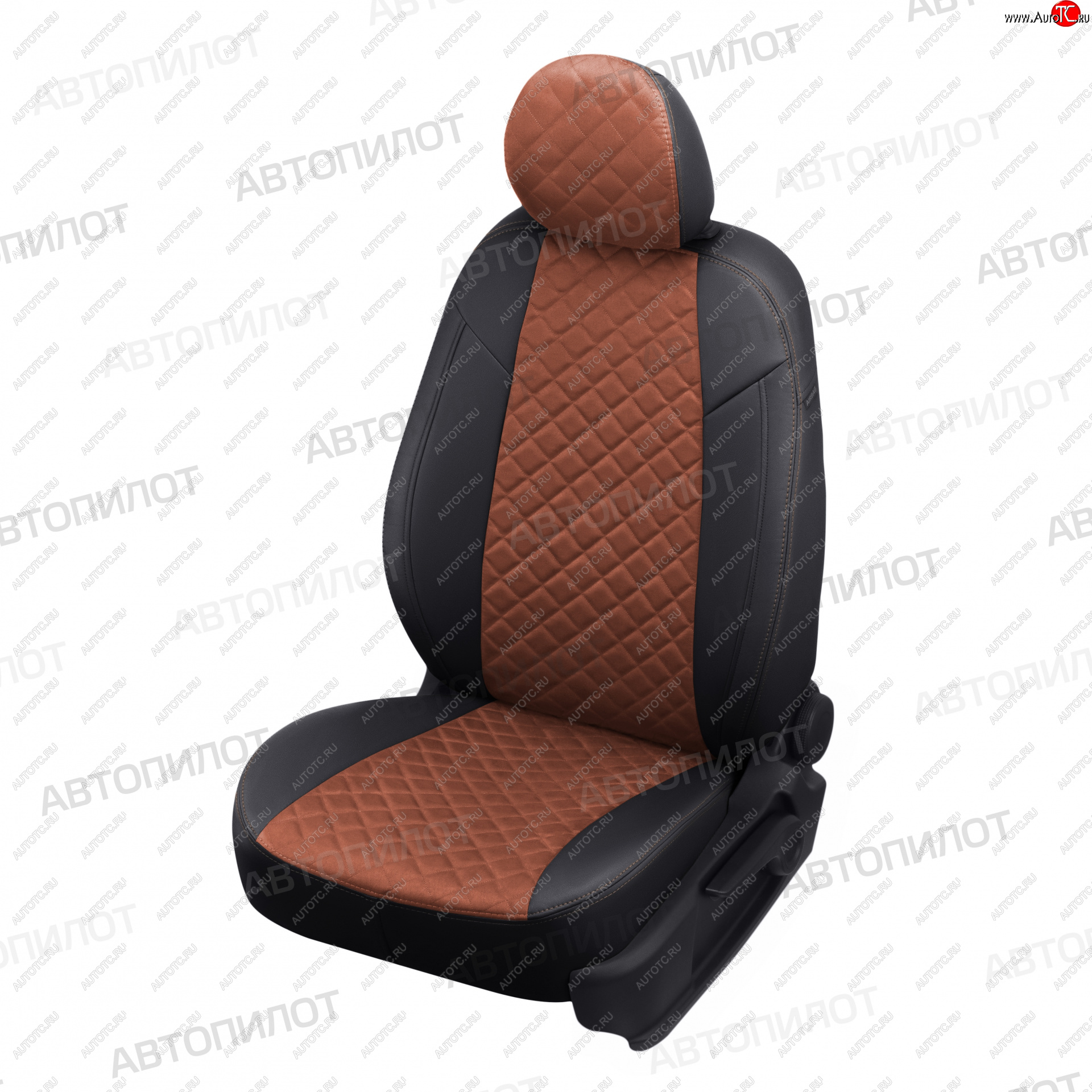 14 249 р.  Чехлы сидений (экокожа/алькантара) Автопилот Ромб  KIA Venga (2009-2025) дорестайлинг, рестайлинг (черный/коричневый)  с доставкой в г. Кемерово