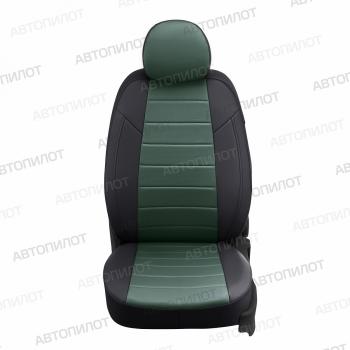 12 799 р. Чехлы на сиденья Экокожа (раздел. 40/60 экокожа) Автопилот  Лада 2112 - Приора ( 2171,  2172) (черный/зеленый)  с доставкой в г. Кемерово. Увеличить фотографию 2