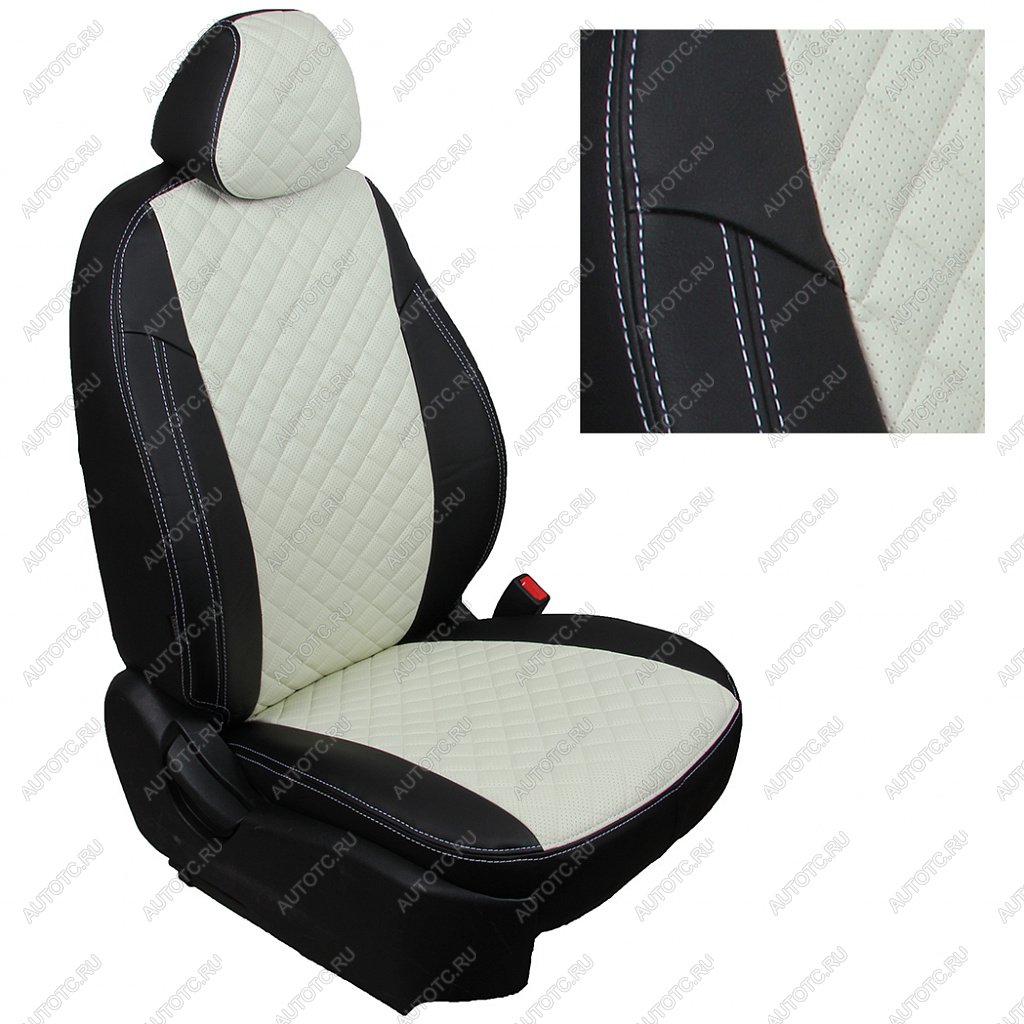 8 249 р. Чехлы сидений (экокожа) Автопилот Ромб  Mazda 3/Axela  BL (2009-2013) дорестайлинг седан, дорестайлинг, хэтчбэк 5 дв., рестайлинг седан, рестайлинг, хэтчбэк (черный/белый)  с доставкой в г. Кемерово