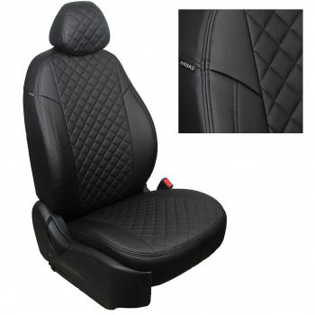 8 499 р. Чехлы на сиденья Ромб (раздел. 40/60 экокожа) Автопилот Nissan Micra K12 5 дв. дорестайлинг (2002-2005) (черный)  с доставкой в г. Кемерово. Увеличить фотографию 2