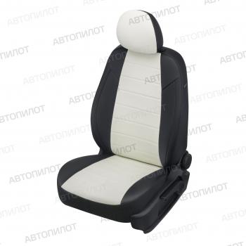  Чехлы на сиденья Экокожа (раздел. 40/60 экокожа) Автопилот Nissan X-trail  3 T32 (2013-2022) дорестайлинг, рестайлинг (черный/белый)