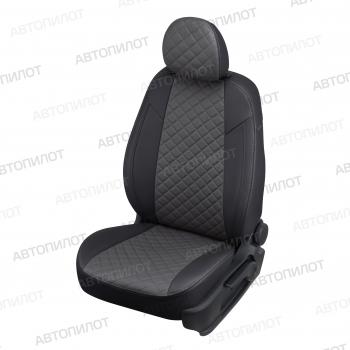  Чехлы на сиденья Ромб (раздел. 40/60 экокожа) Автопилот Nissan X-trail  3 T32 (2013-2022) дорестайлинг, рестайлинг (черный/темно-серый)