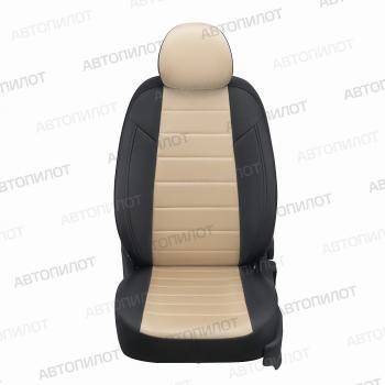 8 249 р. Чехлы на сиденья Алькантара (сплош. экокожа) Автопилот Renault Logan 1 дорестайлинг (2004-2010) (черный/бежевый)  с доставкой в г. Кемерово. Увеличить фотографию 4