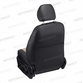 8 249 р. Чехлы на сиденья Алькантара (сплош. экокожа) Автопилот Renault Logan 1 дорестайлинг (2004-2010) (черный/бежевый)  с доставкой в г. Кемерово. Увеличить фотографию 5