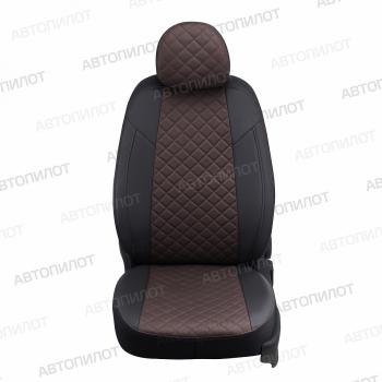 8 749 р. Чехлы на сиденья Ромб (к. Elegance с подлокот. 40/60 экокожа) Автопилот Skoda Octavia A7 дорестайлинг лифтбэк (2012-2017) (черный/шоколад)  с доставкой в г. Кемерово. Увеличить фотографию 5
