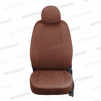 8 749 р. Чехлы на сиденья Ромб (к. Elegance с подлокот. 40/60 экокожа) Автопилот Skoda Octavia A7 дорестайлинг лифтбэк (2012-2017) (коричневый)  с доставкой в г. Кемерово. Увеличить фотографию 3