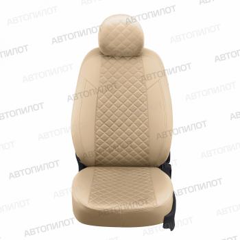 14 249 р. Чехлы на сиденья Алькантара ромб ( раздельное 40/60 экокожа) Автопилот Toyota Hilux AN120 дорестайлинг (2016-2020) (бежевый)  с доставкой в г. Кемерово. Увеличить фотографию 3