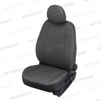  Чехлы на сиденья Ромб (раздел. 40/20/40 экокожа) Автопилот Toyota Land Cruiser Prado  J150 (2017-2020) 2-ой рестайлинг (темно-серый)