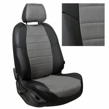 8 249 р. Чехлы на сиденья Алькантара (раздел. 40/60 экокожа) Автопилот Toyota Matrix E130 (2003-2008) (черный/серый)  с доставкой в г. Кемерово. Увеличить фотографию 2