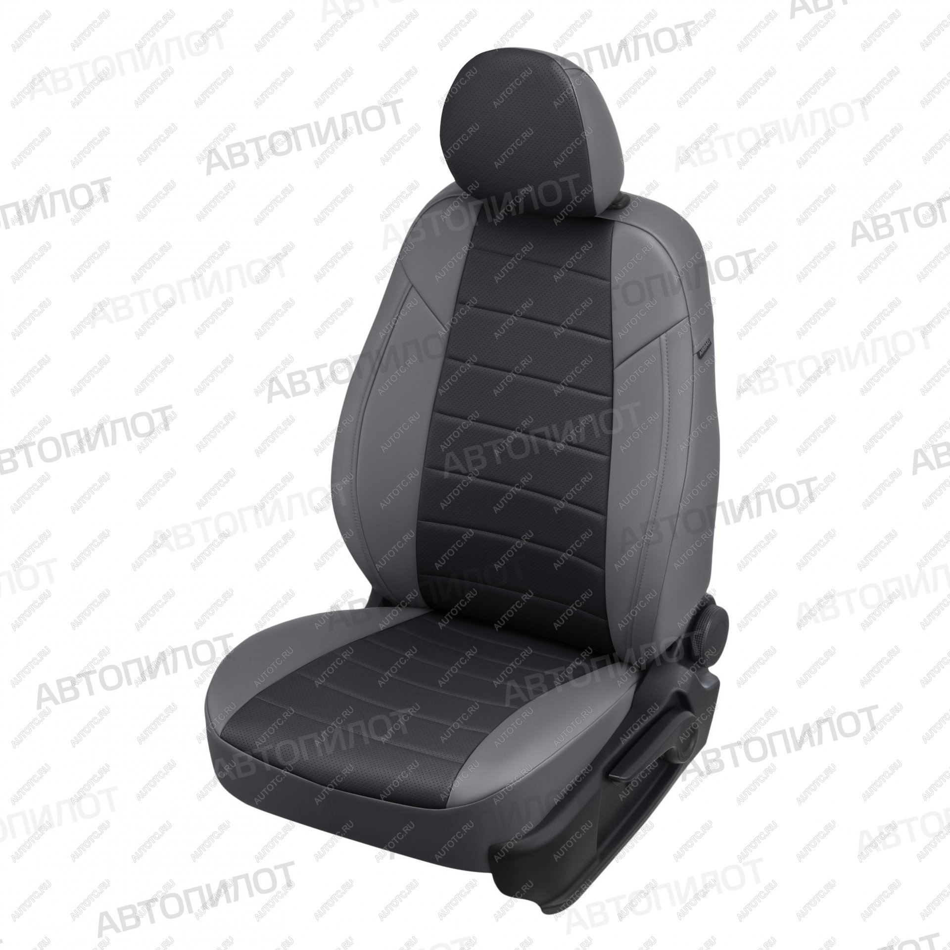 8 399 р. Чехлы на сиденья Экокожа (к. Comfort Luxe экокожа) Автопилот Уаз Патриот 23632 2-ой рестайлинг пикап (2016-2025) (серый/черный)  с доставкой в г. Кемерово
