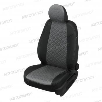  Чехлы на сиденья Алькантара ромб (к. Comfort Luxe экокожа) Автопилот Уаз Патриот  23632 (2016-2025) 2-ой рестайлинг пикап (черный/серый)