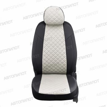 8 499 р. Чехлы на сиденье Ромб (раздел. 40/60 экокожа) Автопилот Volkswagen Polo 5 седан рестайлинг (2015-2020) (черный/белый)  с доставкой в г. Кемерово. Увеличить фотографию 6