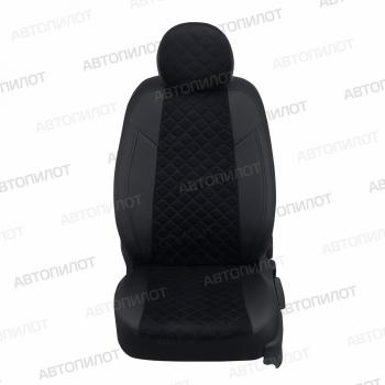 8 499 р. Чехлы на сиденья Алькантара ромб (сплошной экокожа) Автопилот Volkswagen Polo 5 седан рестайлинг (2015-2020) (черный)  с доставкой в г. Кемерово. Увеличить фотографию 3