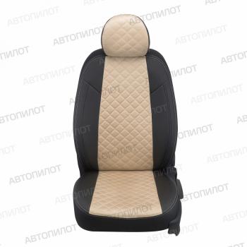 8 499 р.  Чехлы на сиденья Алькантара ромб (сплошной экокожа) Автопилот  Volkswagen Polo  5 (2009-2020) седан дорестайлинг, седан рестайлинг (черный/бежевый)  с доставкой в г. Кемерово. Увеличить фотографию 3