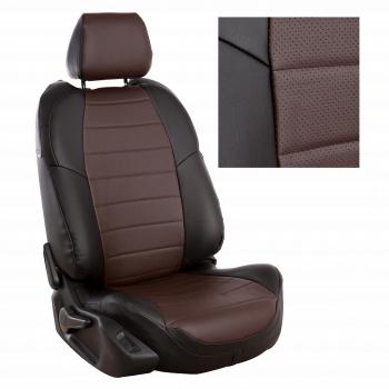12 999 р. Чехлы на сиденья Экокожа (8 мест сплош. экокожа) Автопилот Volkswagen Caravelle T6 дорестайлинг (2015-2019) (черный/шоколад)  с доставкой в г. Кемерово. Увеличить фотографию 2