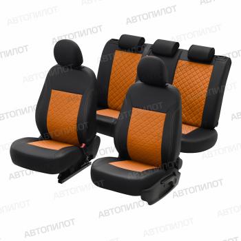 6 199 р. Чехлы на сиденье универсальные (5 мест экокожа) Автопилот DAF CF EURO5 (2008-2025) (черный/оранжевый)  с доставкой в г. Кемерово. Увеличить фотографию 3