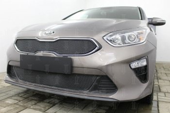 2 999 р. Защитная сетка в бампер (низ, ячейка 3х7 мм) Alfeco Стандарт KIA Ceed 3 CD универсал (2018-2025) (Чёрная)  с доставкой в г. Кемерово. Увеличить фотографию 4