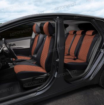 13 399 р. Чехлы сидений (экокожа/алькантара, спл. с подлок.) Автопилот Ромб  Audi 100  С4 - A6  С4 (черный/коричневый)  с доставкой в г. Кемерово. Увеличить фотографию 5