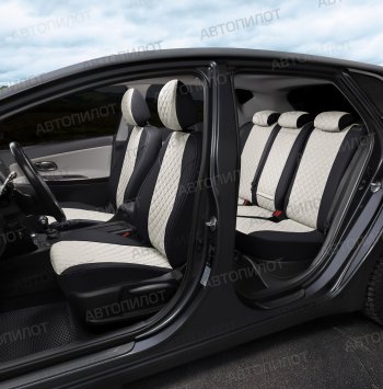 14 249 р. Чехлы сидений Ромб (5 мест экокожа) Автопилот  Chery Tiggo 8 PRO (2021-2025) (черный/белый)  с доставкой в г. Кемерово. Увеличить фотографию 5