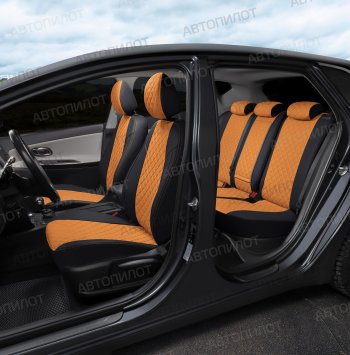 14 249 р. Чехлы сидений Ромб (5 мест экокожа) Автопилот  Chery Tiggo 8 PRO (2021-2025) (черный/оранж)  с доставкой в г. Кемерово. Увеличить фотографию 6