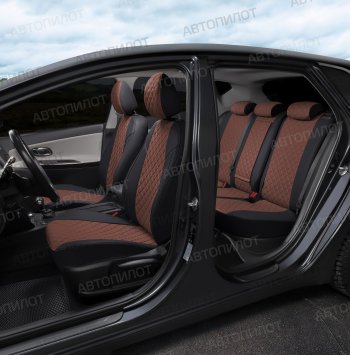14 249 р. Чехлы сидений Ромб (5 мест экокожа) Автопилот  Chery Tiggo 8 PRO (2021-2025) (черный/темно-коричневый)  с доставкой в г. Кемерово. Увеличить фотографию 5