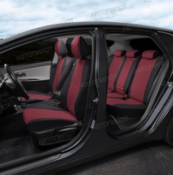 14 249 р. Чехлы сидений Ромб (5 мест экокожа) Автопилот  Chery Tiggo 8 PRO (2021-2025) (черный/бордовый)  с доставкой в г. Кемерово. Увеличить фотографию 5