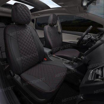 8 499 р. Чехлы сидений Ромб (5 мест Экокожа) Автопилот   Chery Tiggo 8 PRO (2021-2025) (черный/красная строчка)  с доставкой в г. Кемерово. Увеличить фотографию 6
