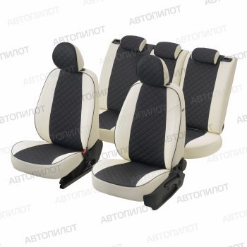 14 249 р. Чехлы сидений Ромб (5 мест экокожа) Автопилот   Chery Tiggo 8 PRO (2021-2025) (белый/черный)  с доставкой в г. Кемерово. Увеличить фотографию 5