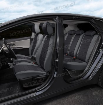 14 249 р. Чехлы сидений Ромб (5 мест экокожа) Автопилот  Chery Tiggo 8 PRO (2021-2025) (серый/черный)  с доставкой в г. Кемерово. Увеличить фотографию 5
