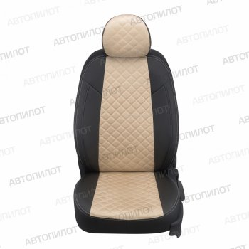 14 249 р. Чехлы сидений Алькантара ромб (экокожа) Автопилот  Chery Tiggo 8 PRO (2021-2025) (черный/бежевый)  с доставкой в г. Кемерово. Увеличить фотографию 2