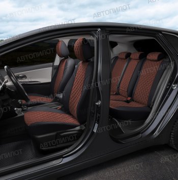 14 249 р. Чехлы сидений Алькантара ромб (экокожа) Автопилот   Chery Tiggo 8 PRO (2021-2025) (черный/шоколад)  с доставкой в г. Кемерово. Увеличить фотографию 7